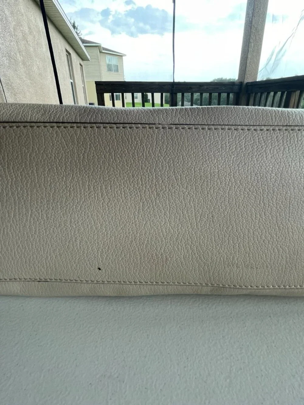 Kate Spade New York Large Leather Tote Purse Cream Ivory Shoulder Bag Work Lapto